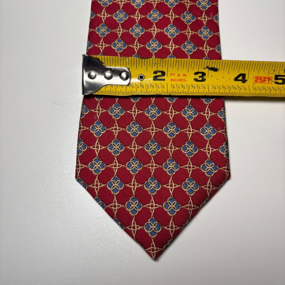 Brooks Brothers Vintage Silk Red Geometric Lattice NeckTie Makers USA Made Tie - Picture 6 of 6